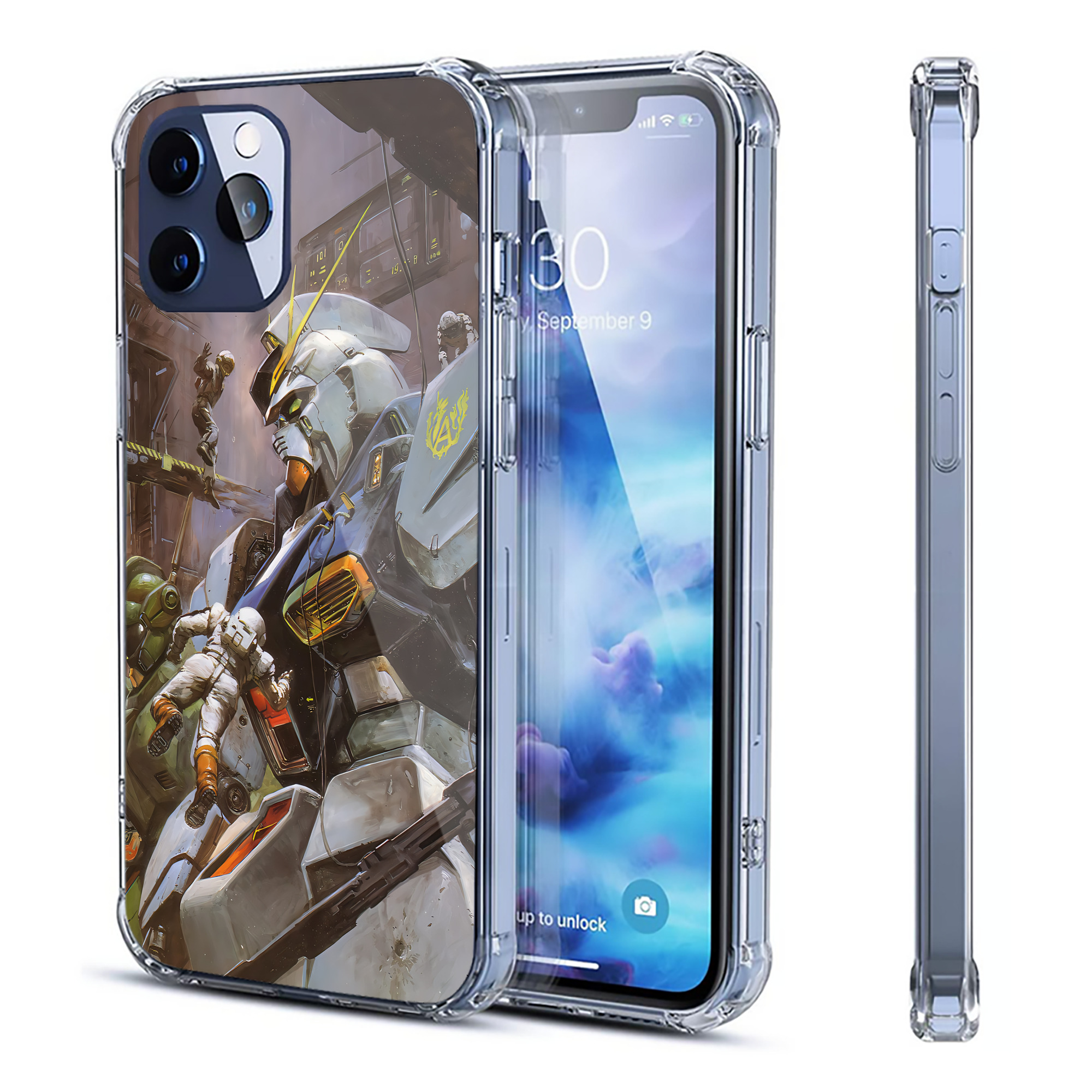 （画像用） 機動戦士ガンダム Mobile Suit Gundam 【iPhone 12シリーズ対応】透明スマホケース（クリアソフトケース）